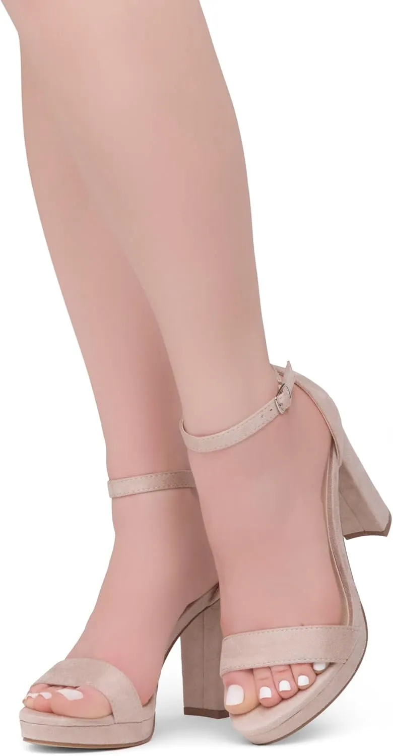 Shoe Land Women's Platform Heels - Chunky Block Heeled Sandals with Ankle Strap, Open Toe Dressy High Heels for Women, Comfortable Prom, Wedding & Party Pumps 2025