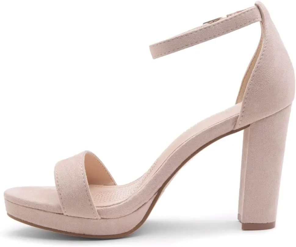 Shoe Land Women's Platform Heels - Chunky Block Heeled Sandals with Ankle Strap, Open Toe Dressy High Heels for Women, Comfortable Prom, Wedding & Party Pumps 2025