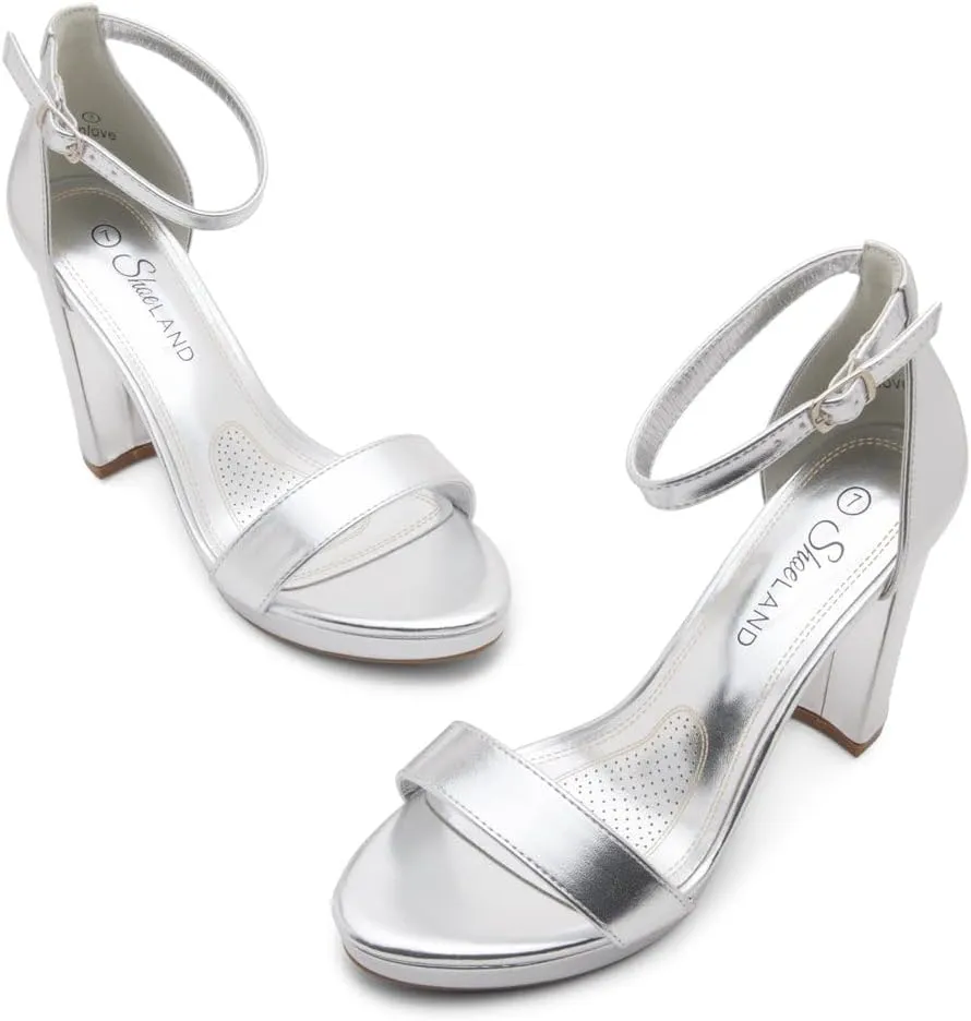 Shoe Land Women's Platform Heels - Chunky Block Heeled Sandals with Ankle Strap, Open Toe Dressy High Heels for Women, Comfortable Prom, Wedding & Party Pumps 2025