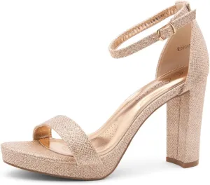 Shoe Land Women's Platform Heels - Chunky Block Heeled Sandals with Ankle Strap, Open Toe Dressy High Heels for Women, Comfortable Prom, Wedding & Party Pumps 2025