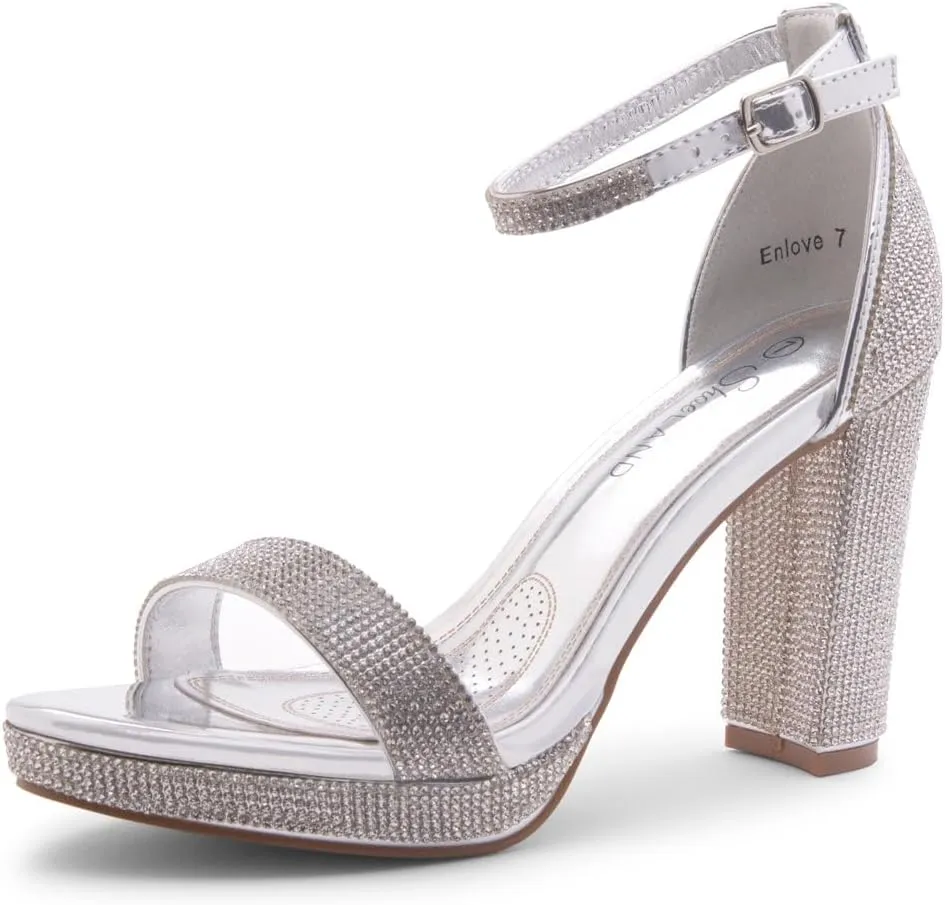 Shoe Land Women's Platform Heels - Chunky Block Heeled Sandals with Ankle Strap, Open Toe Dressy High Heels for Women, Comfortable Prom, Wedding & Party Pumps 2025
