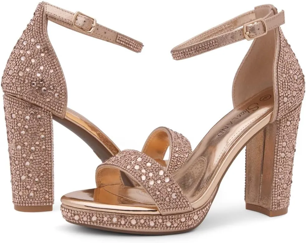 Shoe Land Women's Platform Heels - Chunky Block Heeled Sandals with Ankle Strap, Open Toe Dressy High Heels for Women, Comfortable Prom, Wedding & Party Pumps 2025
