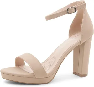 Shoe Land Women's Platform Heels - Chunky Block Heeled Sandals with Ankle Strap, Open Toe Dressy High Heels for Women, Comfortable Prom, Wedding & Party Pumps 2025