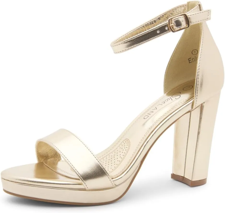 Shoe Land Women's Platform Heels - Chunky Block Heeled Sandals with Ankle Strap, Open Toe Dressy High Heels for Women, Comfortable Prom, Wedding & Party Pumps 2025