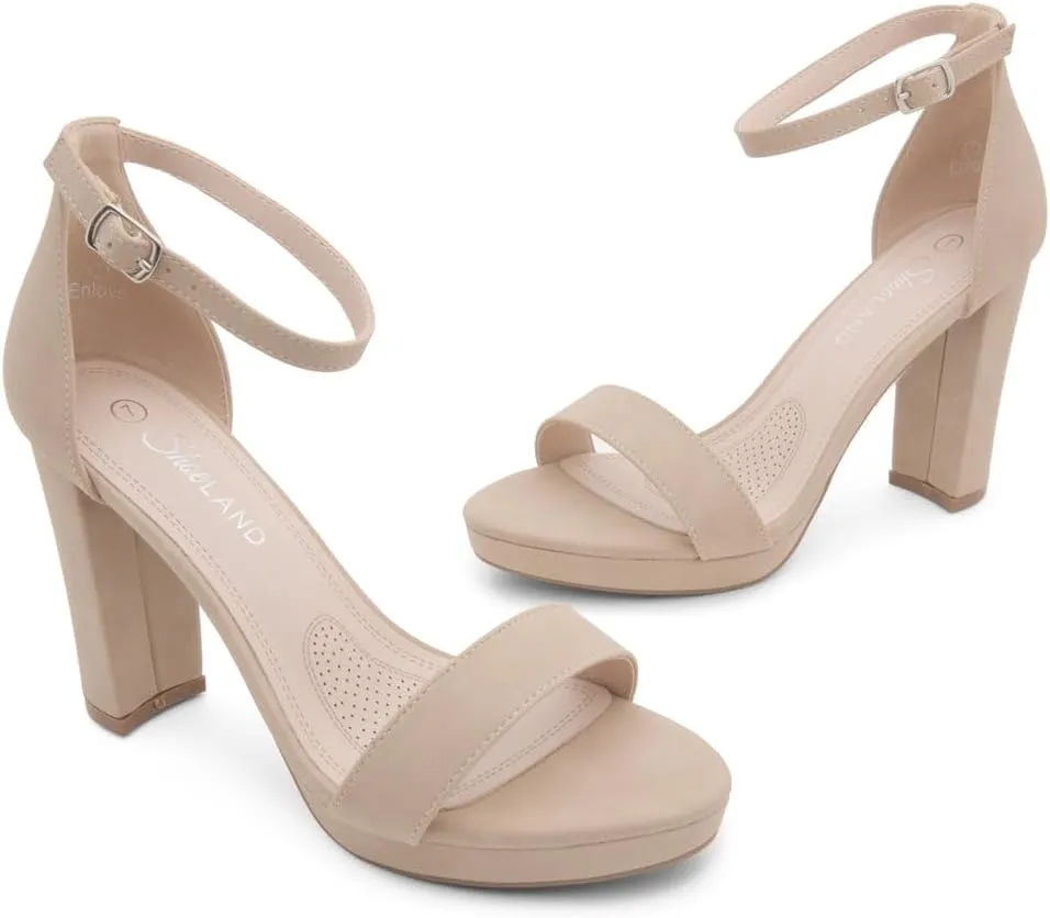 Shoe Land Women's Platform Heels - Chunky Block Heeled Sandals with Ankle Strap, Open Toe Dressy High Heels for Women, Comfortable Prom, Wedding & Party Pumps 2025