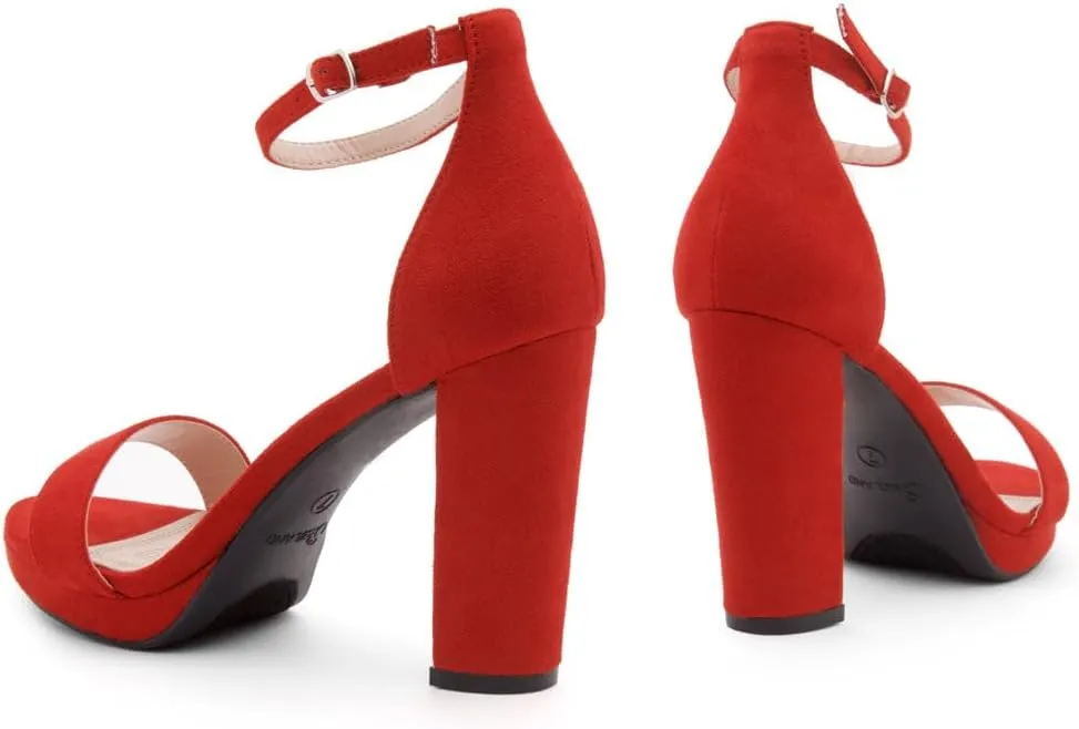 Shoe Land Women's Platform Heels - Chunky Block Heeled Sandals with Ankle Strap, Open Toe Dressy High Heels for Women, Comfortable Prom, Wedding & Party Pumps 2025