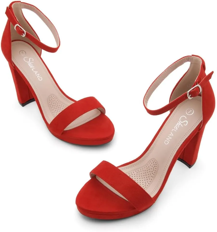 Shoe Land Women's Platform Heels - Chunky Block Heeled Sandals with Ankle Strap, Open Toe Dressy High Heels for Women, Comfortable Prom, Wedding & Party Pumps 2025