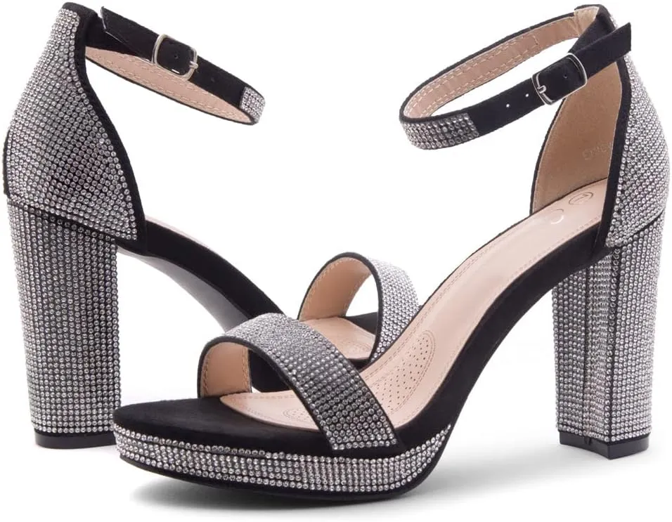 Shoe Land Women's Platform Heels - Chunky Block Heeled Sandals with Ankle Strap, Open Toe Dressy High Heels for Women, Comfortable Prom, Wedding & Party Pumps 2025