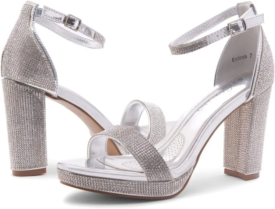 Shoe Land Women's Platform Heels - Chunky Block Heeled Sandals with Ankle Strap, Open Toe Dressy High Heels for Women, Comfortable Prom, Wedding & Party Pumps 2025