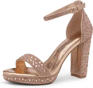 Shoe Land Women's Platform Heels - Chunky Block Heeled Sandals with Ankle Strap, Open Toe Dressy High Heels for Women, Comfortable Prom, Wedding & Party Pumps 2025