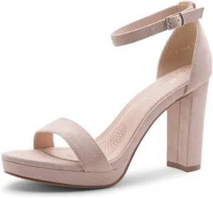 Shoe Land Women's Platform Heels - Chunky Block Heeled Sandals with Ankle Strap, Open Toe Dressy High Heels for Women, Comfortable Prom, Wedding & Party Pumps 2025