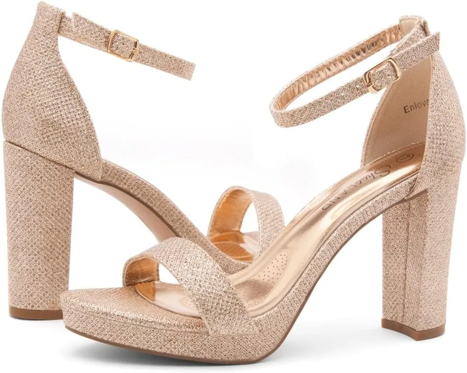 Shoe Land Women's Platform Heels - Chunky Block Heeled Sandals with Ankle Strap, Open Toe Dressy High Heels for Women, Comfortable Prom, Wedding & Party Pumps 2025