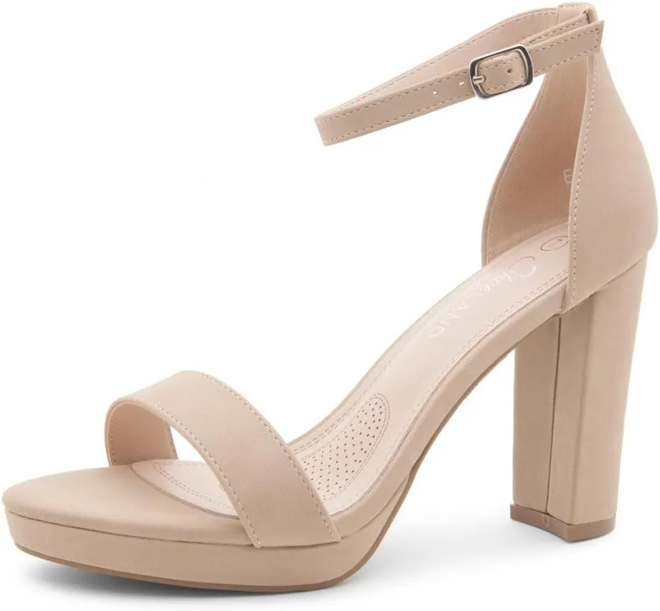 Shoe Land Women's Platform Heels - Chunky Block Heeled Sandals with Ankle Strap, Open Toe Dressy High Heels for Women, Comfortable Prom, Wedding & Party Pumps 2025