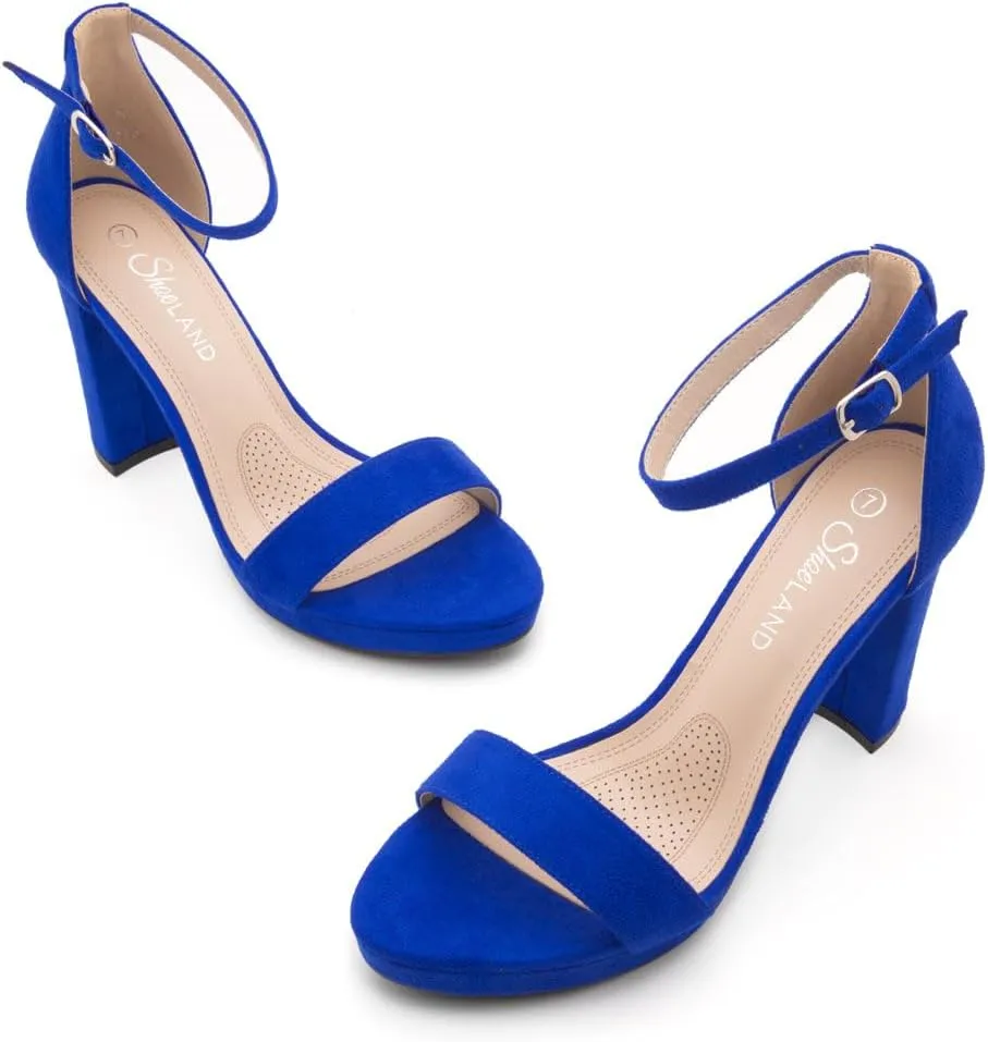 Shoe Land Women's Platform Heels - Chunky Block Heeled Sandals with Ankle Strap, Open Toe Dressy High Heels for Women, Comfortable Prom, Wedding & Party Pumps 2025
