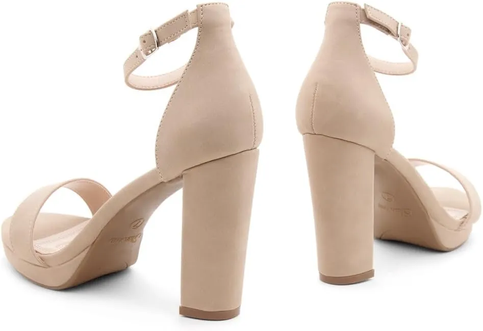 Shoe Land Women's Platform Heels - Chunky Block Heeled Sandals with Ankle Strap, Open Toe Dressy High Heels for Women, Comfortable Prom, Wedding & Party Pumps 2025