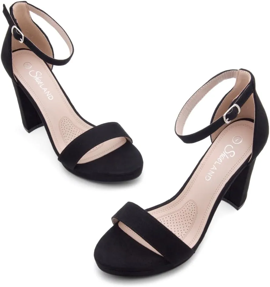 Shoe Land Women's Platform Heels - Chunky Block Heeled Sandals with Ankle Strap, Open Toe Dressy High Heels for Women, Comfortable Prom, Wedding & Party Pumps 2025