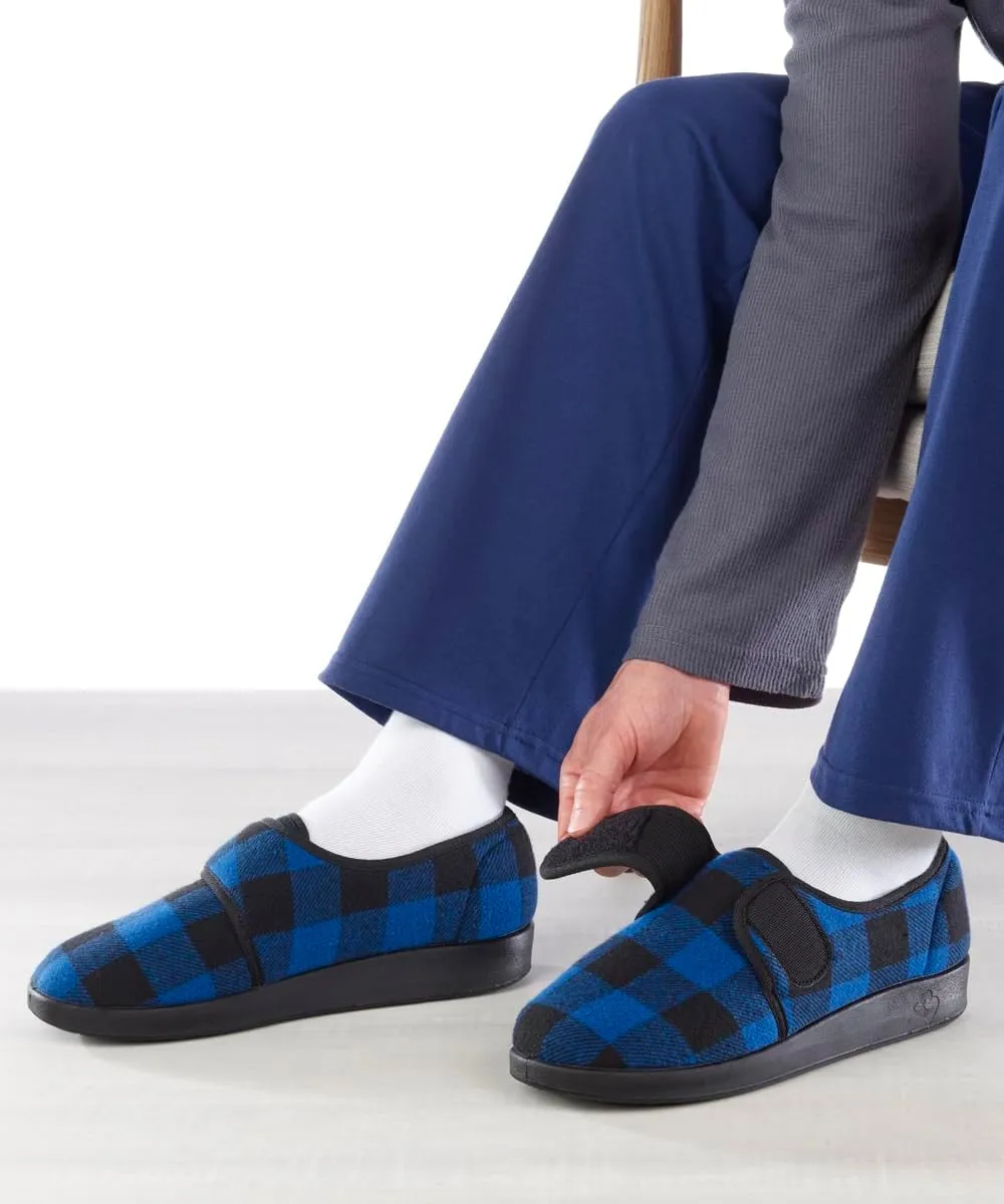 Silvert's Adaptive Clothing & Footwear Men’s Wide & Comfy Easy Closure Slippers for Seniors