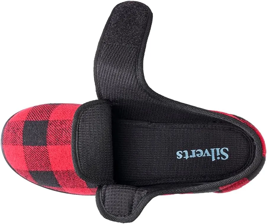 Silvert's Adaptive Clothing & Footwear Men’s Wide & Comfy Easy Closure Slippers for Seniors