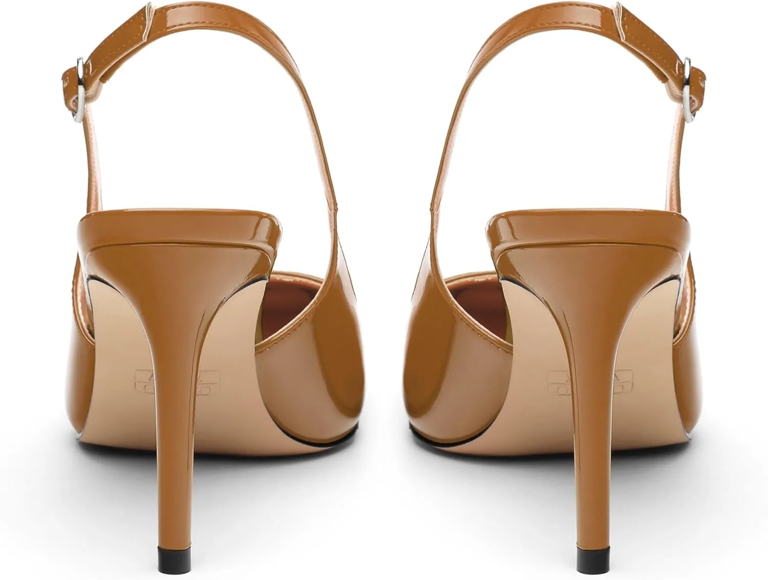 Slingback Heels for Women Stiletto Heels Silver Cap Square Toe Two Toned Pumps with Buckle High Heel Sandals Evening Party Wedding Shoes 3.35 Inch
