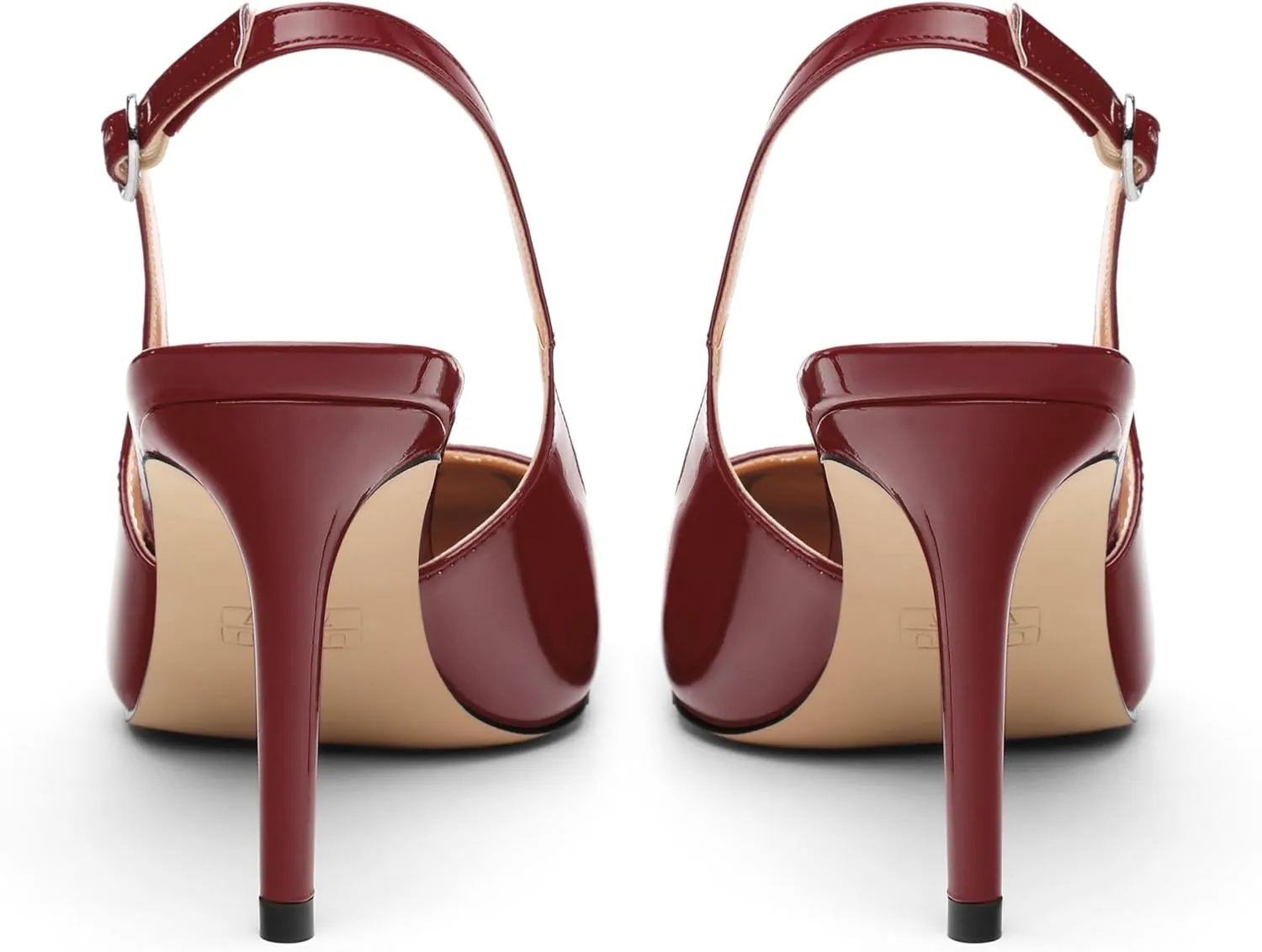 Slingback Heels for Women Stiletto Heels Silver Cap Square Toe Two Toned Pumps with Buckle High Heel Sandals Evening Party Wedding Shoes 3.35 Inch