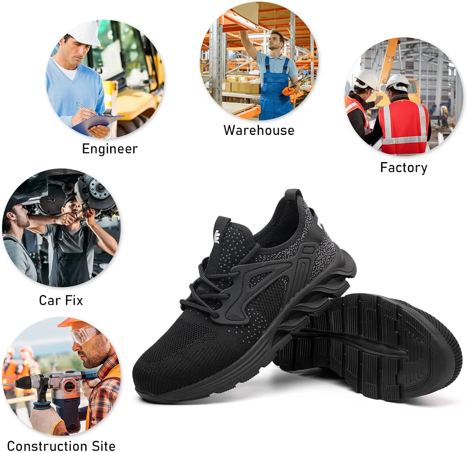 Steel Toe Shoes for Men Work Women Lightweight Air Cushion Sneakers Slip Resistant Safety Work Boots Indestructible Shoes