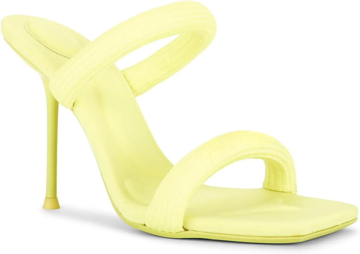 Strappy Heels Sandals for Women Two Strap Heels Square Toe Slip on Stiletto Shoes