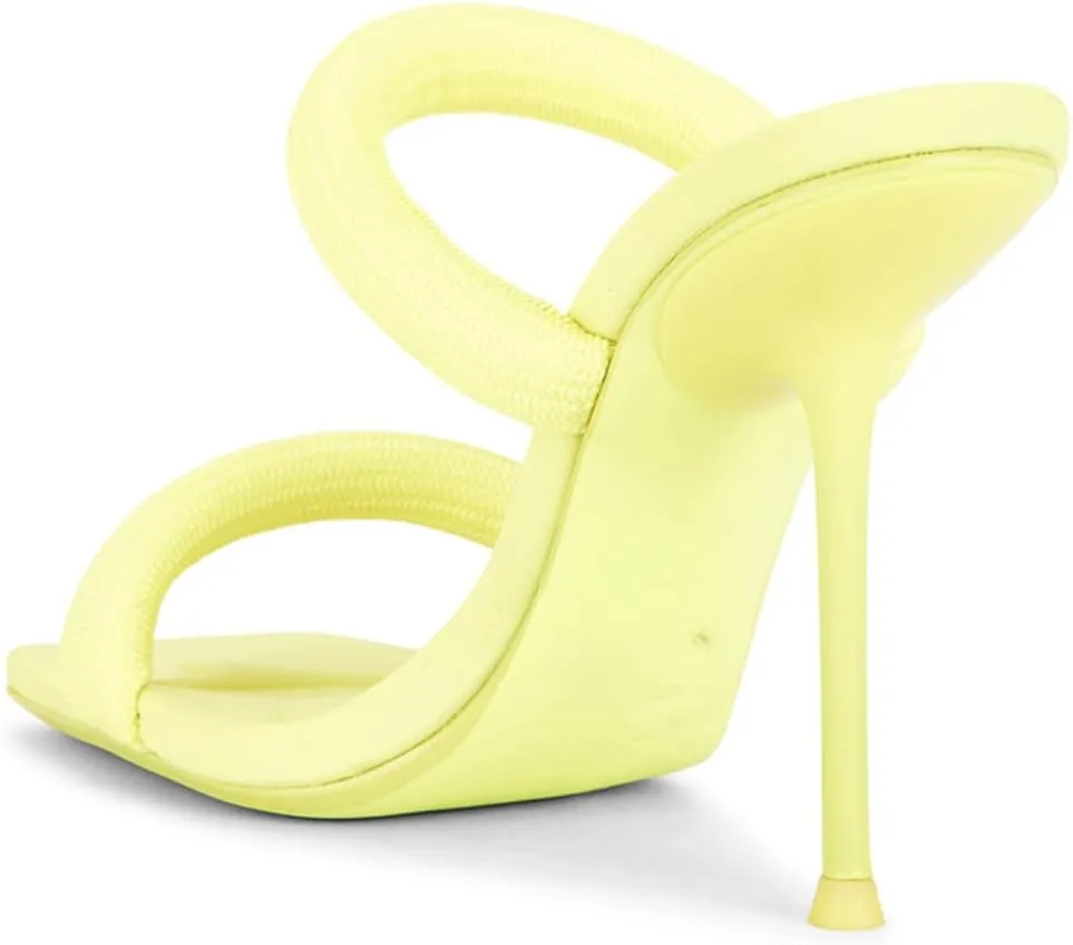 Strappy Heels Sandals for Women Two Strap Heels Square Toe Slip on Stiletto Shoes