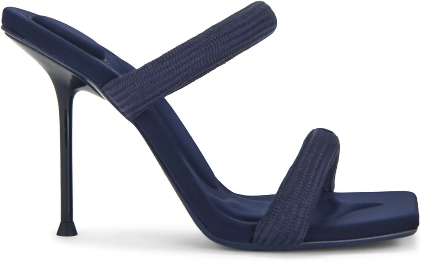 Strappy Heels Sandals for Women Two Strap Heels Square Toe Slip on Stiletto Shoes