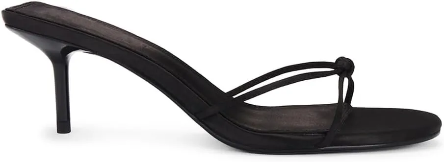 Strappy Kitten Heels Sandals for Women Open Round Toe Slip On Mule Knotted Design Summer Fashion Shoes