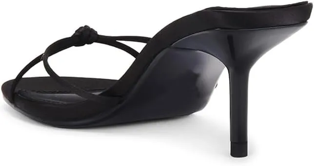 Strappy Kitten Heels Sandals for Women Open Round Toe Slip On Mule Knotted Design Summer Fashion Shoes