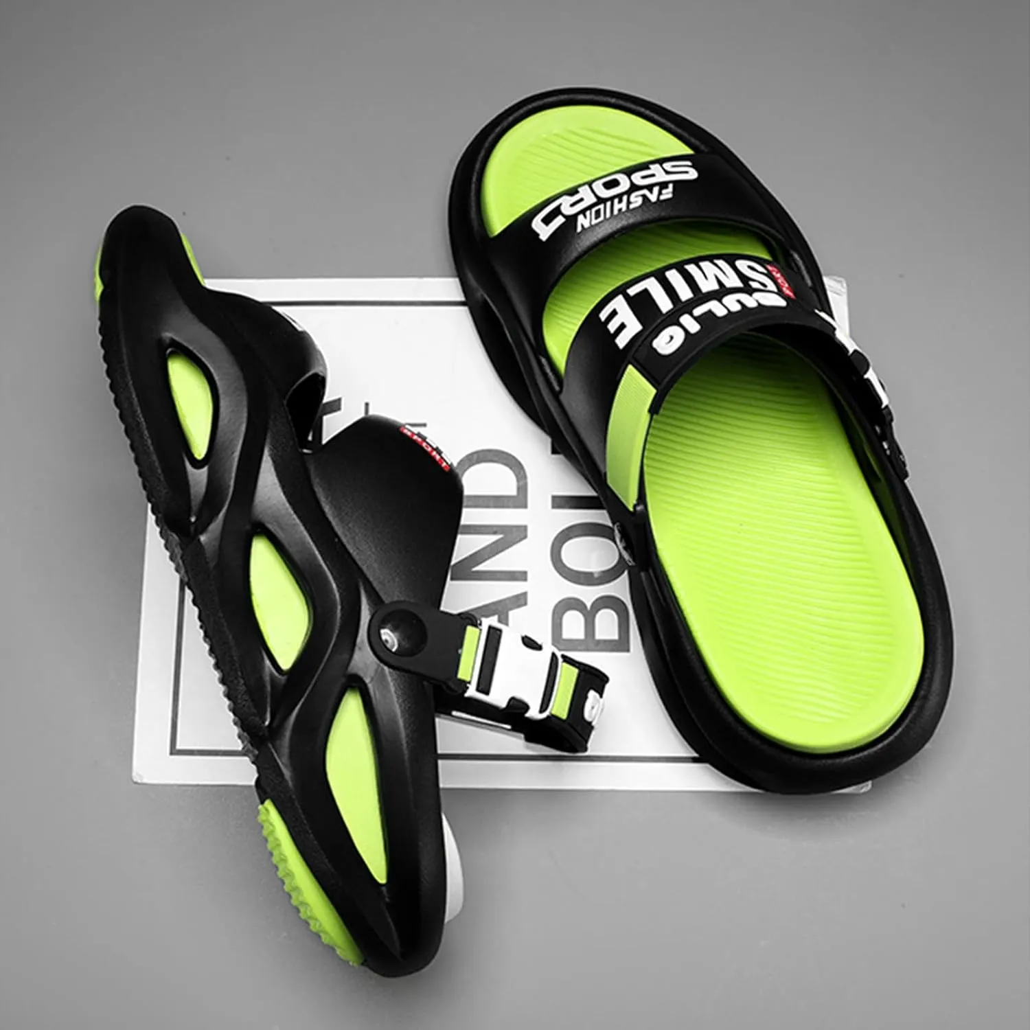 Stylish Summer Slide Sandals for Men and Women Chunky Casual Slippers for Outdoor Beach Shoes Colour Block Non Slip Slippers