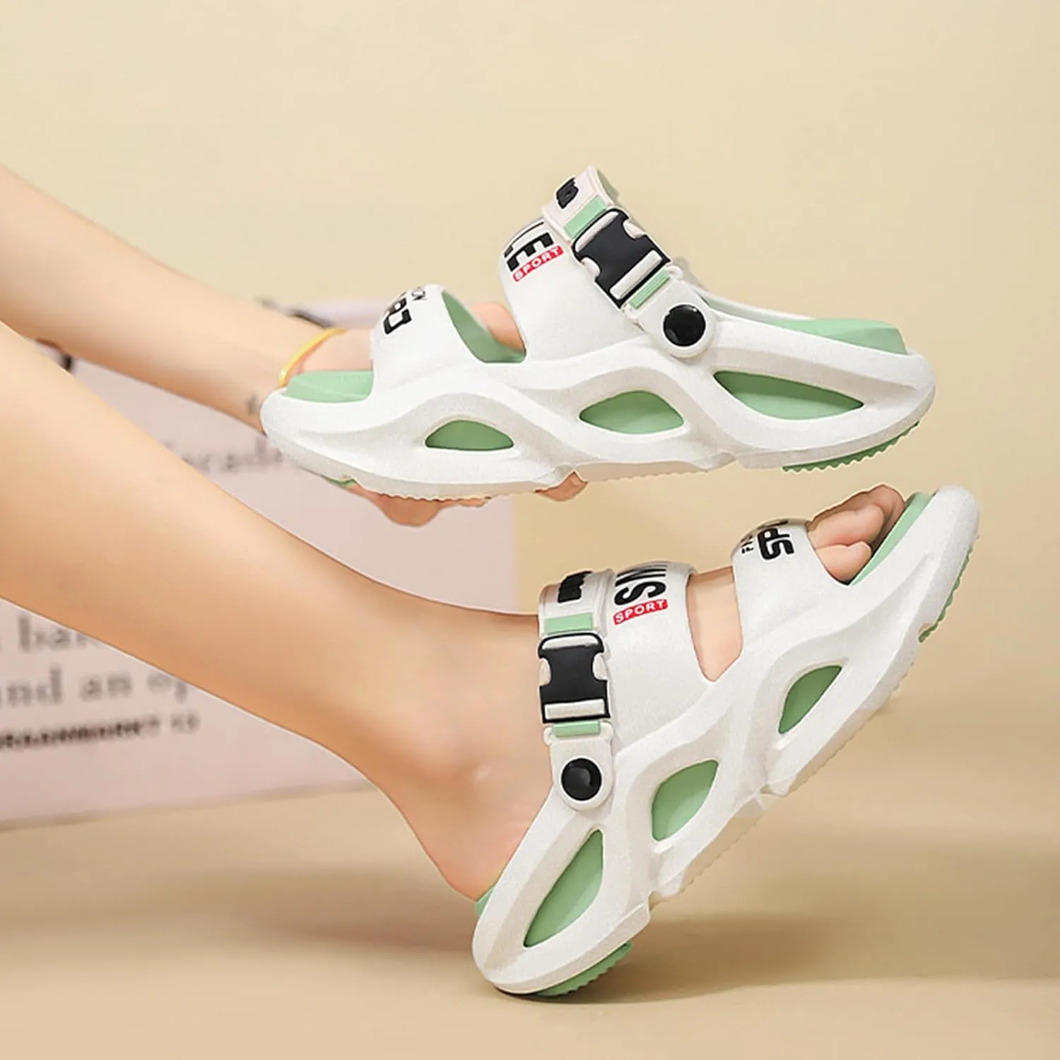 Stylish Summer Slide Sandals for Men and Women Chunky Casual Slippers for Outdoor Beach Shoes Colour Block Non Slip Slippers