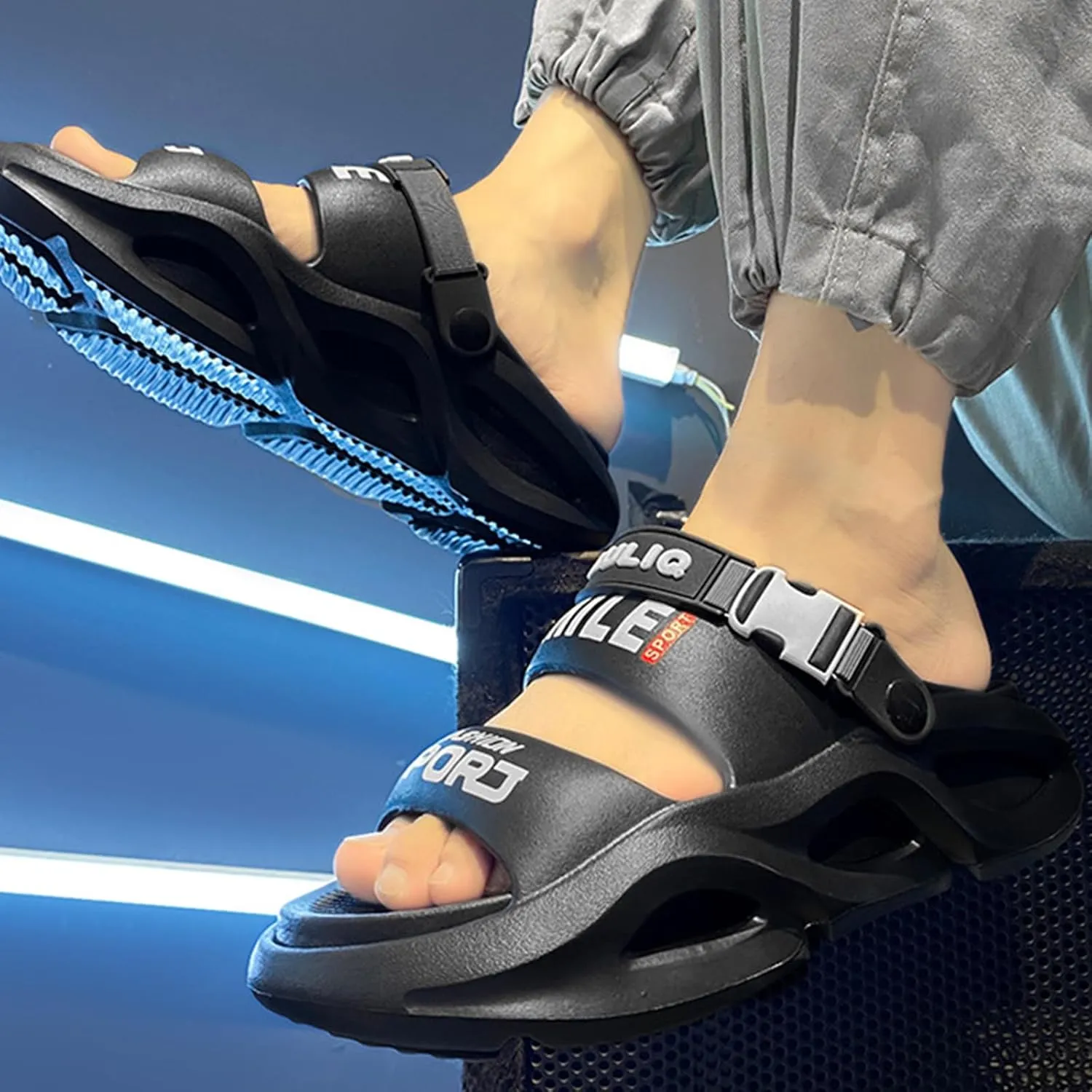 Stylish Summer Slide Sandals for Men and Women Chunky Casual Slippers for Outdoor Beach Shoes Colour Block Non Slip Slippers