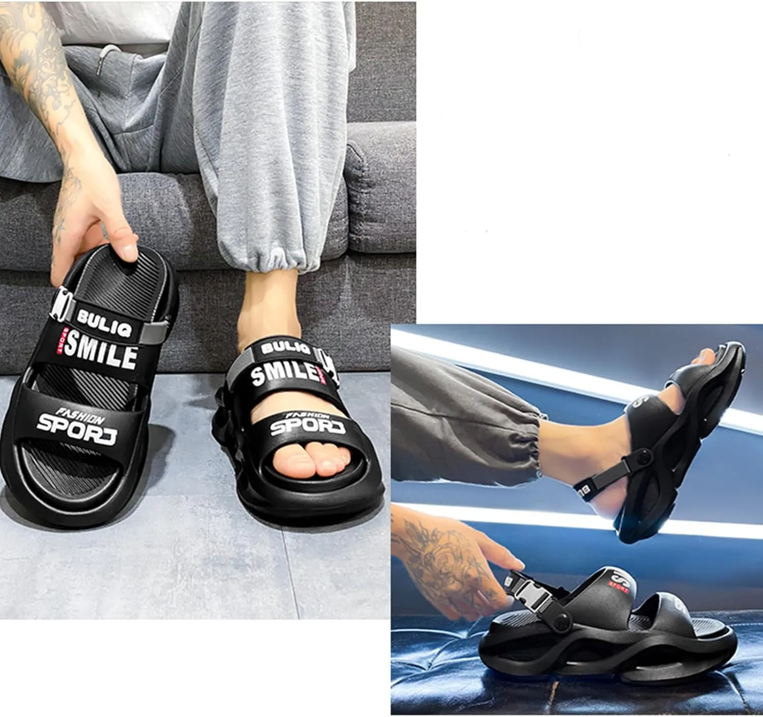 Stylish Summer Slide Sandals for Men and Women Chunky Casual Slippers for Outdoor Beach Shoes Colour Block Non Slip Slippers