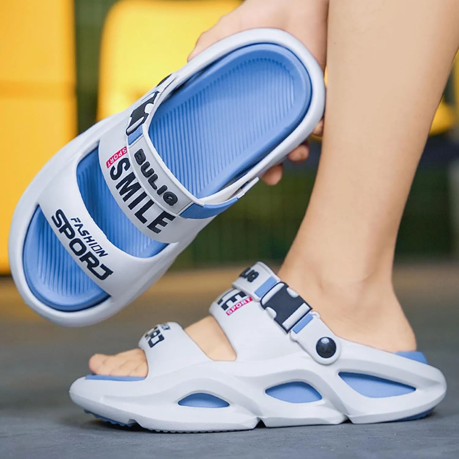 Stylish Summer Slide Sandals for Men and Women Chunky Casual Slippers for Outdoor Beach Shoes Colour Block Non Slip Slippers