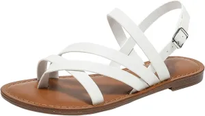 SuanlaTDS Women's Flat Sandals 2025 Crisscross Open Toe Buckle Back Strap Slingback Comfortable Dressy Cute Casual Gladiator Roman Shoes Summer Walking Travel Slip-on Slides Beach Sandal
