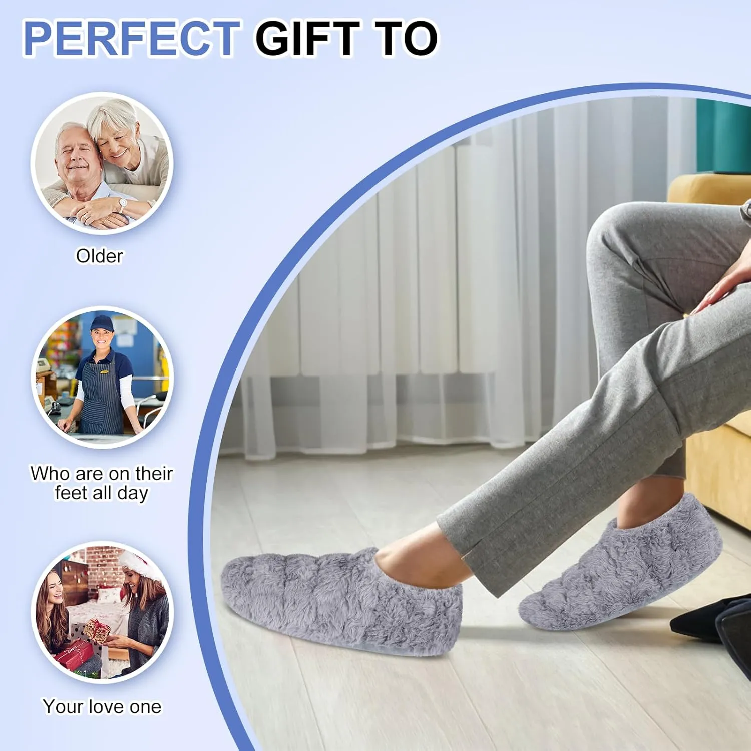 SUZZIPAD Microwavable Slippers and Microwave Foot Warmers for Women & Man, Heated Slippers for Cold Feet, Feet Warmers for Plantar Fasciitis, Achilles Tendinitis, Ankle Pain Relief, S/M, Unscented