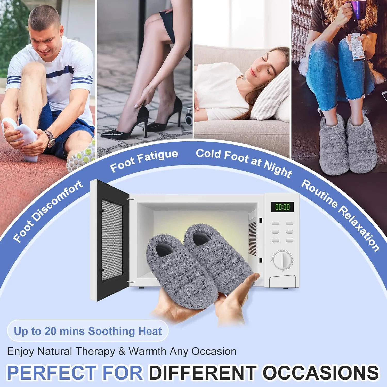 SUZZIPAD Microwavable Slippers and Microwave Foot Warmers for Women & Man, Heated Slippers for Cold Feet, Feet Warmers for Plantar Fasciitis, Achilles Tendinitis, Ankle Pain Relief, S/M, Unscented