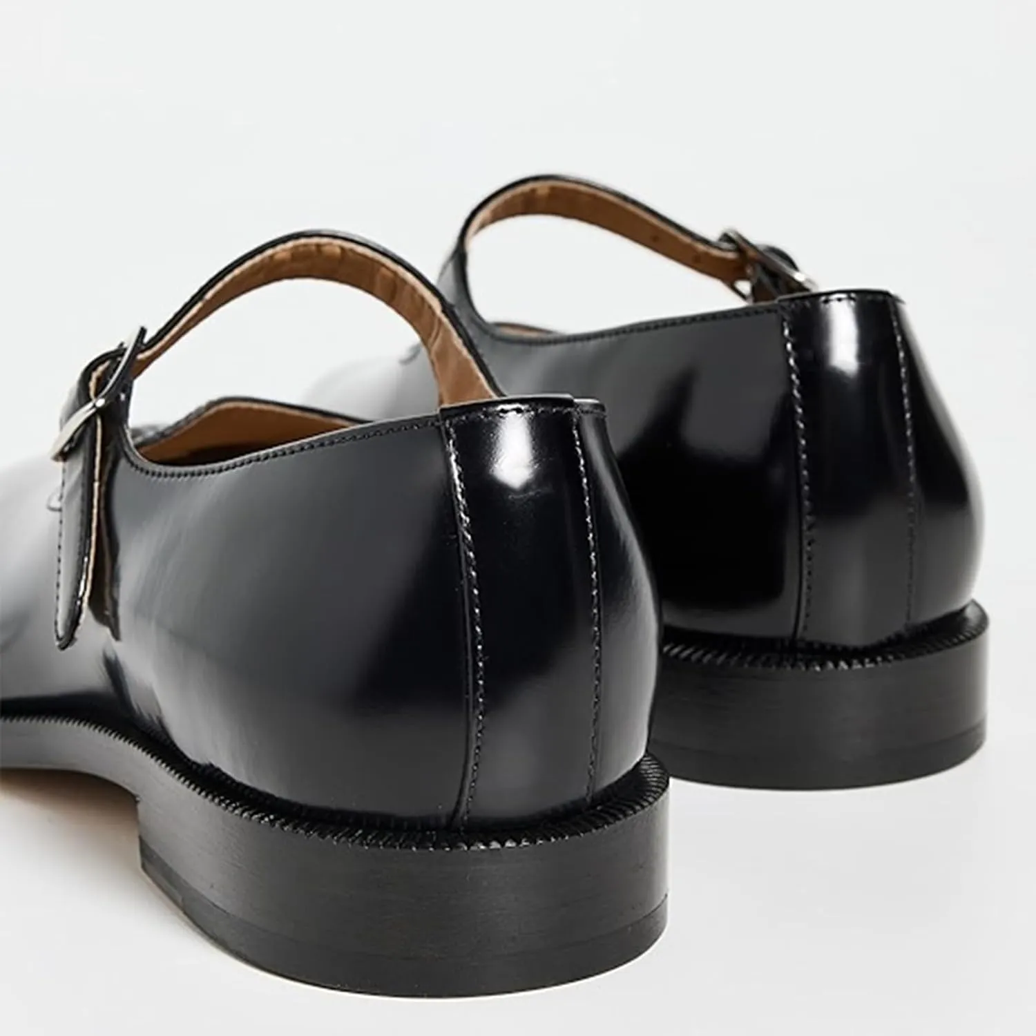 Tabi Mary Jane Shoes Women Split Toe Low Heel with Ankle Buckle Strap Flats Shoes for Women