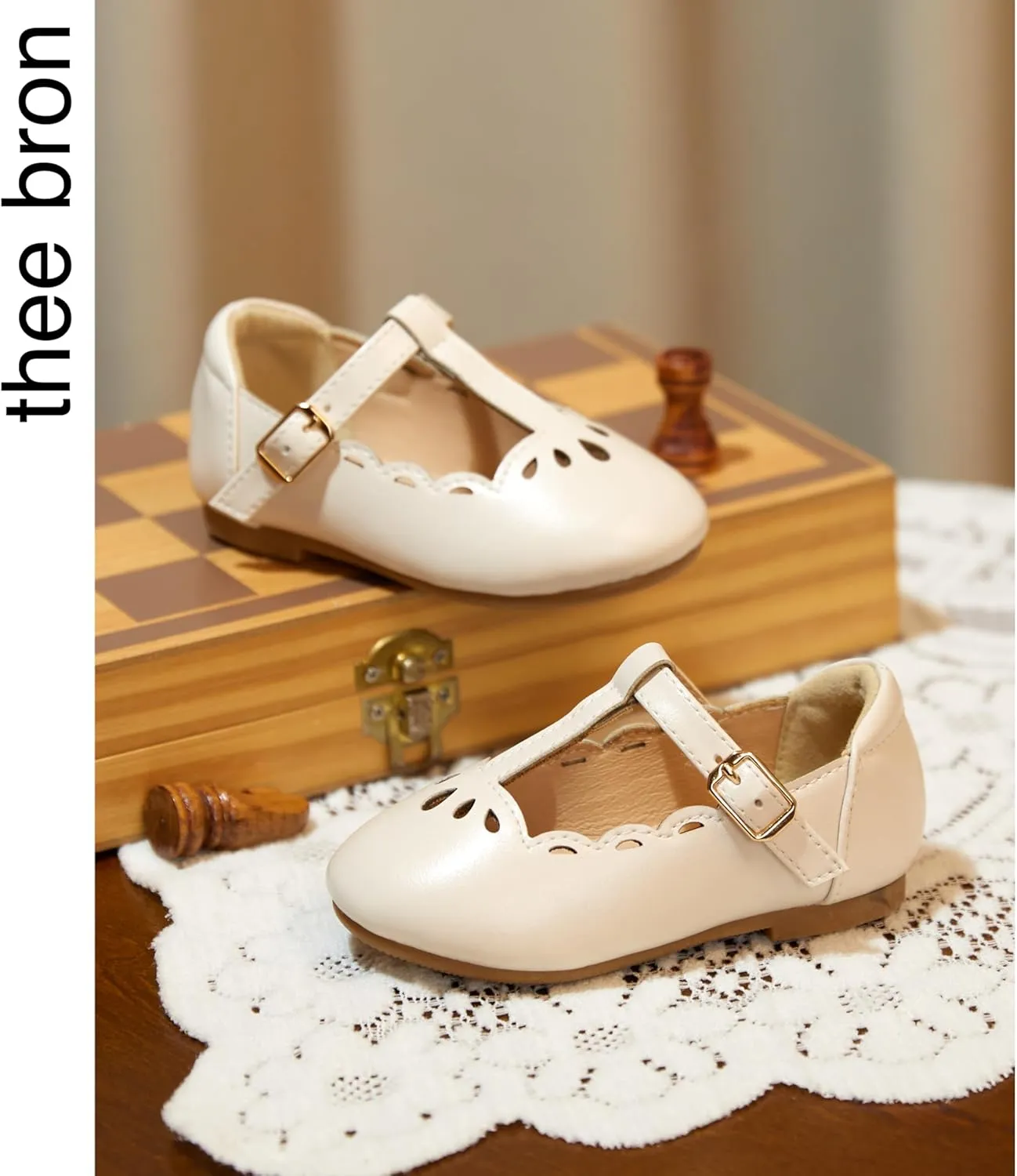THEE BRON Mary Jane Shoes for Girls T-Strap Toddler Flats Patent Leather with Crafted Legacy