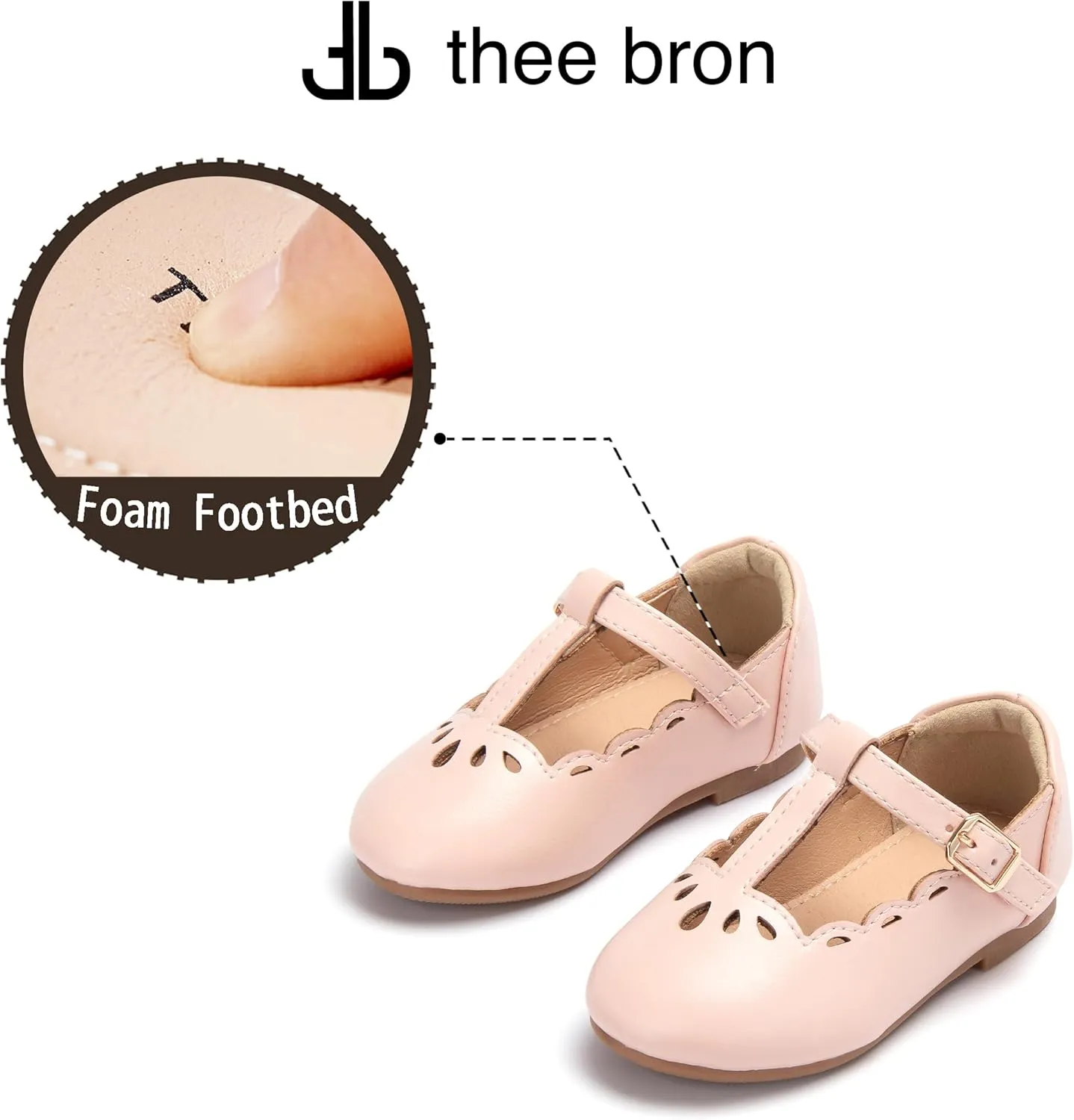 THEE BRON Mary Jane Shoes for Girls T-Strap Toddler Flats Patent Leather with Crafted Legacy