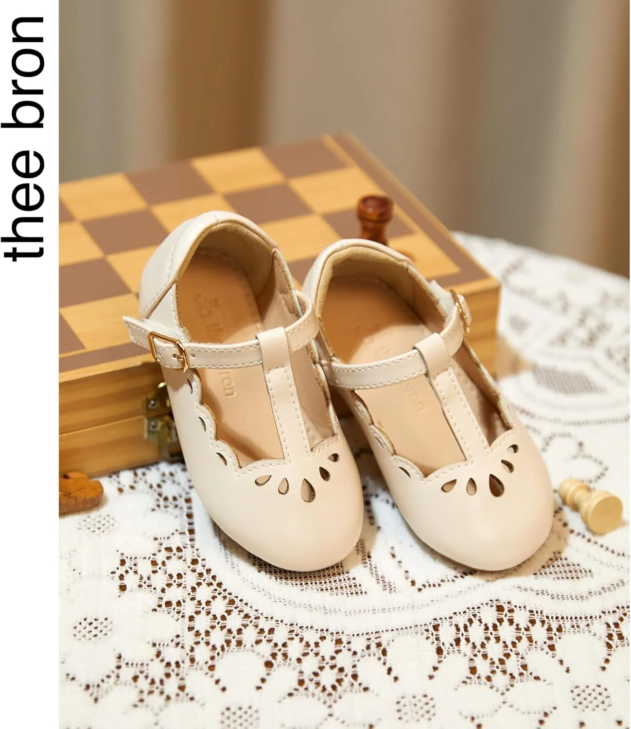 THEE BRON Mary Jane Shoes for Girls T-Strap Toddler Flats Patent Leather with Crafted Legacy