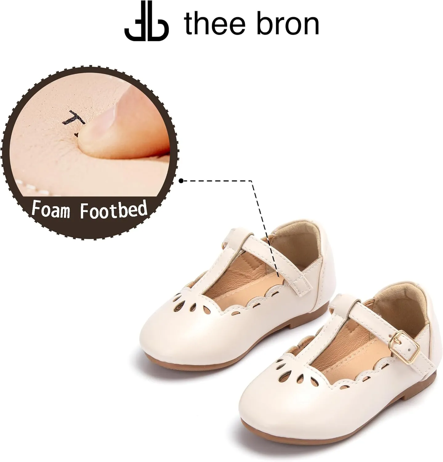THEE BRON Mary Jane Shoes for Girls T-Strap Toddler Flats Patent Leather with Crafted Legacy