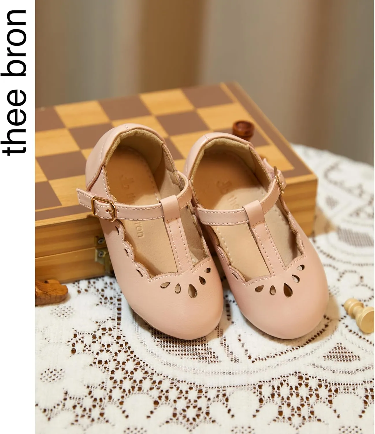 THEE BRON Mary Jane Shoes for Girls T-Strap Toddler Flats Patent Leather with Crafted Legacy