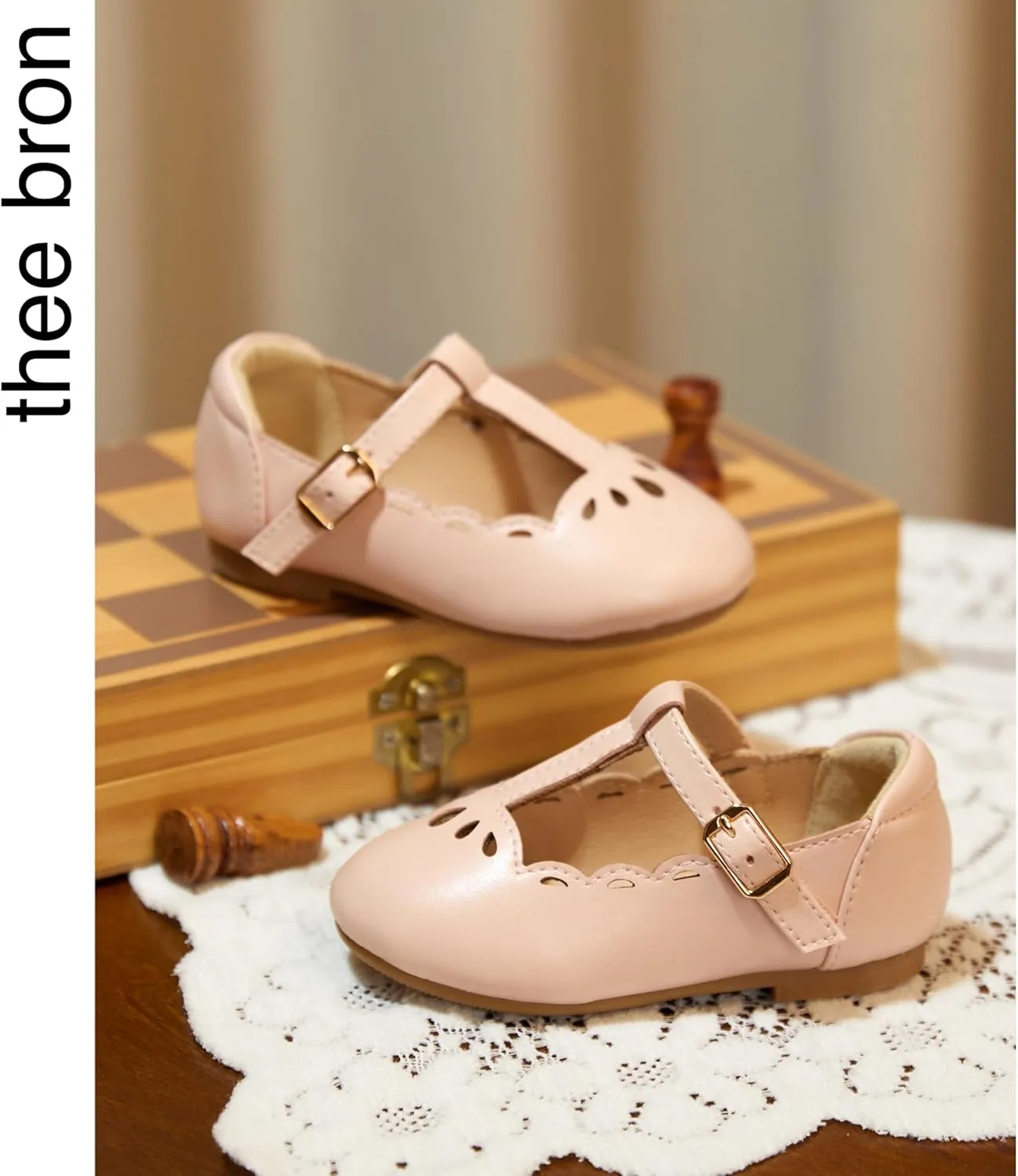 THEE BRON Mary Jane Shoes for Girls T-Strap Toddler Flats Patent Leather with Crafted Legacy