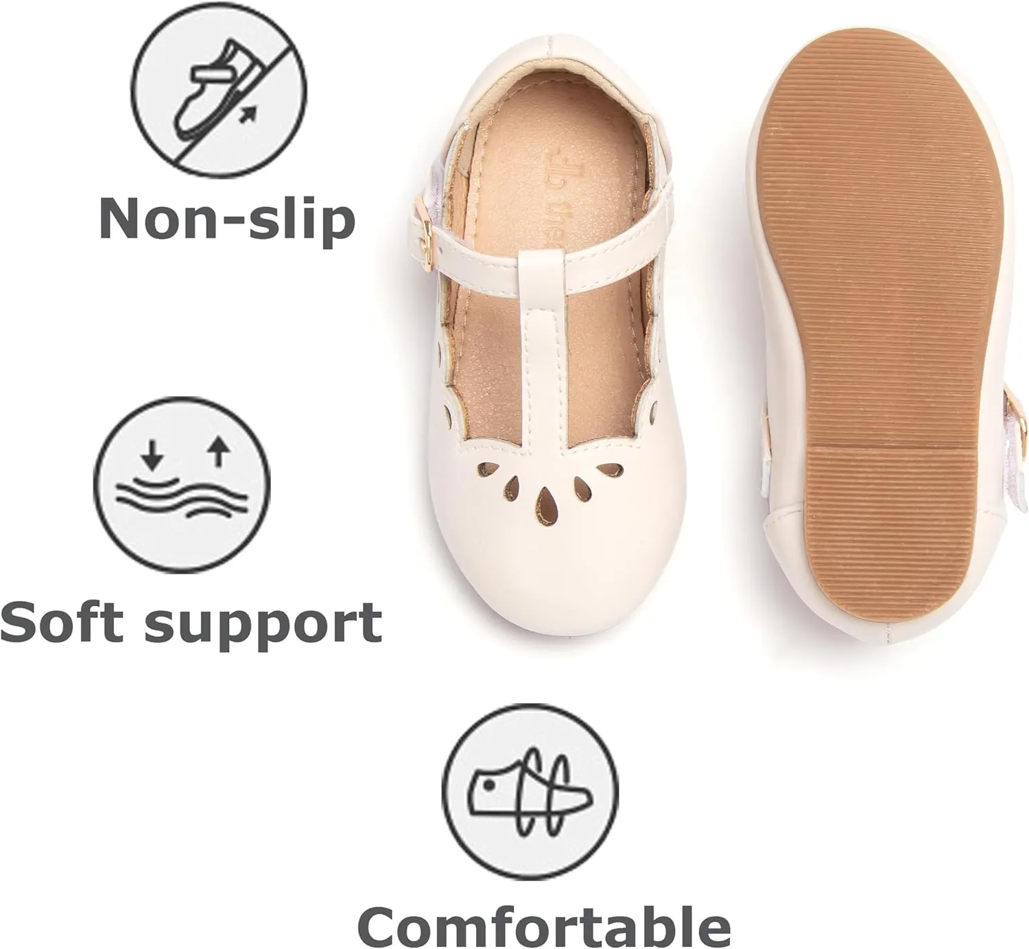 THEE BRON Mary Jane Shoes for Girls T-Strap Toddler Flats Patent Leather with Crafted Legacy