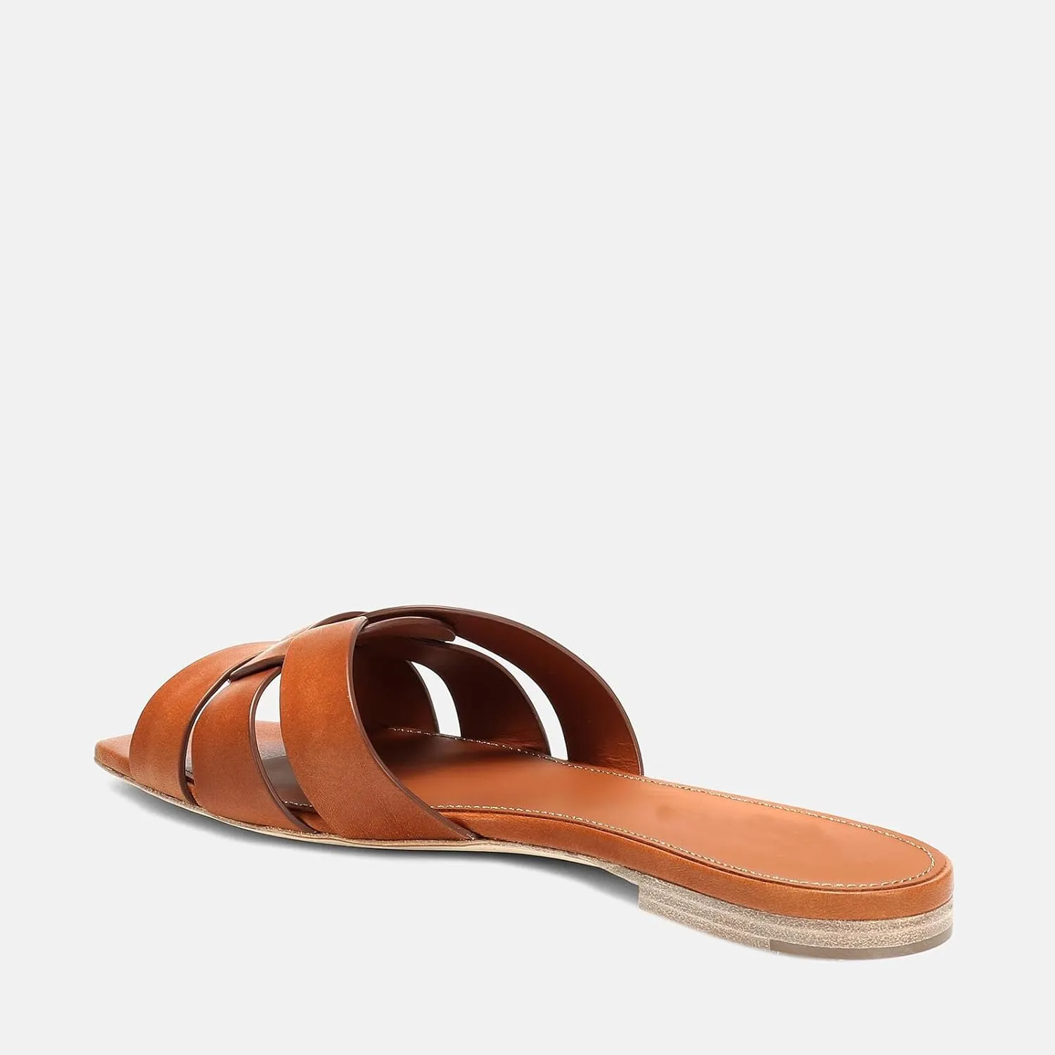 THESHY Women's Flat Sandals Square Toe Patent Leather Comfortable Slip on Slippers Casual Summer Dressy Beach Slide Sandals for Women