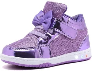 Toddler Glitter Shoes Girl's Flashing Sneakers with Cute Bowknot
