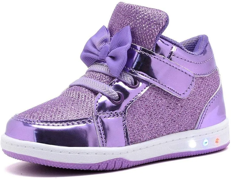 Toddler Glitter Shoes Girl's Flashing Sneakers with Cute Bowknot