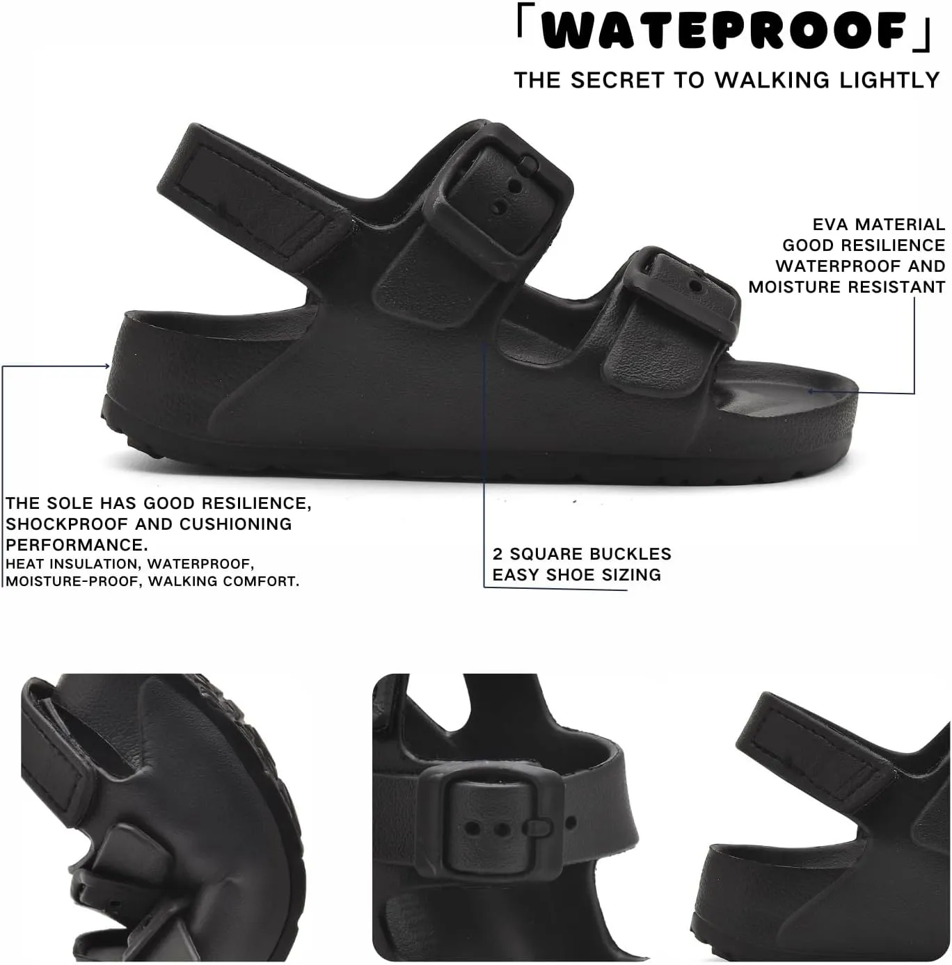 Toddler Unisex Adjustable Buckle Sandals – Comfortable Open Toe Beach & Pool Shoes for Boys & Girls with Back Strap